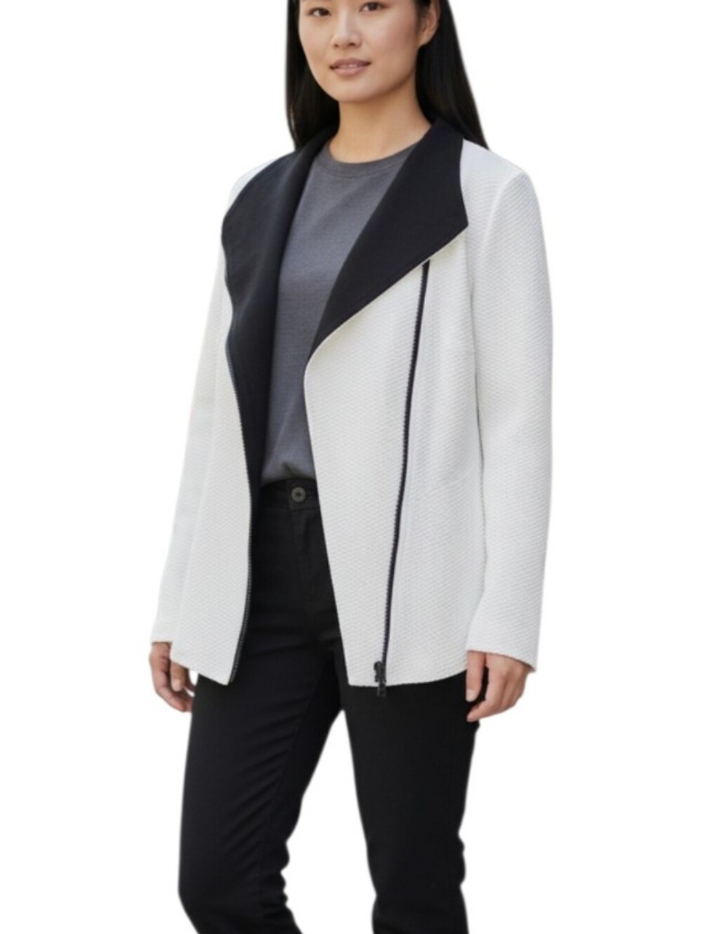 NWT Akris Punto Cream / Black Textured Jacket in women’s Size 14